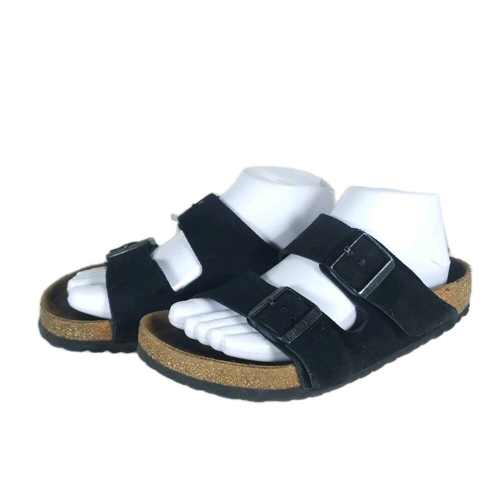 BIRKENSTOCK Women's Arizona US7? Black Suede 2 Straps Slide Sandals Shoes